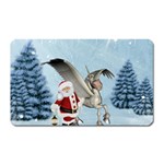 Santa Claus With Cute Pegasus In A Winter Landscape Magnet (Rectangular) Front