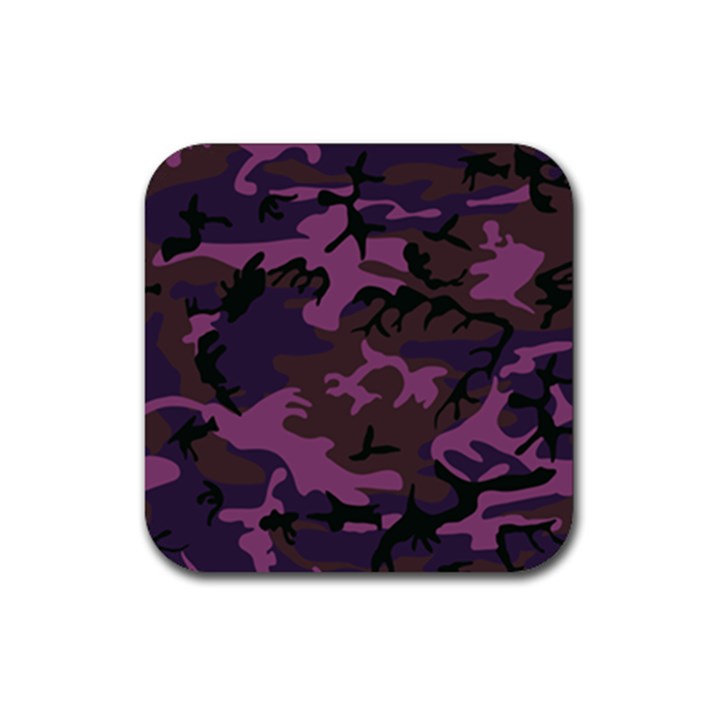 Camouflage Violet Rubber Coaster (Square) 