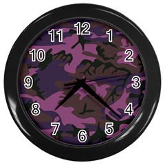 Camouflage Violet Wall Clock (Black)