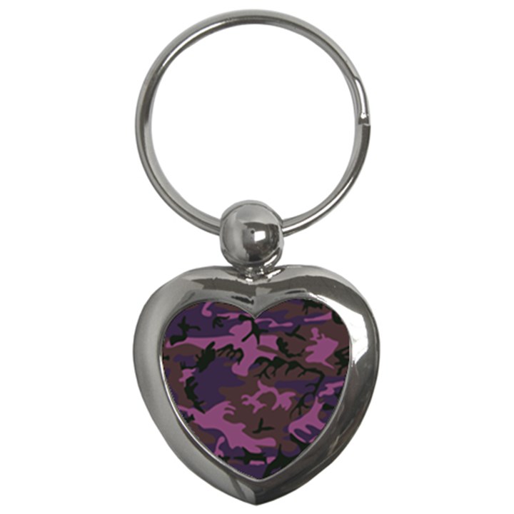 Camouflage Violet Key Chains (Heart) 