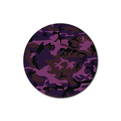 Camouflage Violet Rubber Round Coaster (4 pack) 