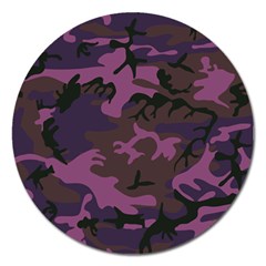 Camouflage Violet Magnet 5  (Round)