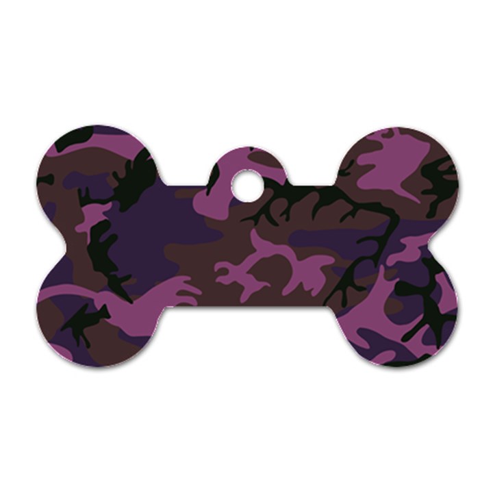 Camouflage Violet Dog Tag Bone (Two Sides)