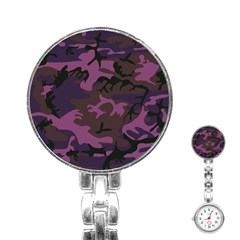 Camouflage Violet Stainless Steel Nurses Watch