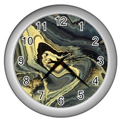 Yellow Nebula Wall Clock (silver) by WILLBIRDWELL