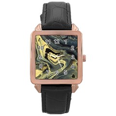 Yellow Nebula Rose Gold Leather Watch 