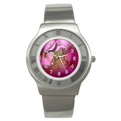 Flowers In Soft Violet Colors Stainless Steel Watch by FantasyWorld7