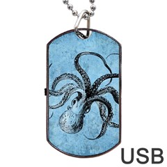 Vintage Octopus  Dog Tag Usb Flash (two Sides) by Valentinaart