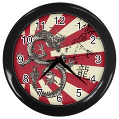 Rising Sun Flag Wall Clock (black) by Valentinaart