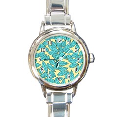 Leaves Dried Leaves Stamping Round Italian Charm Watch