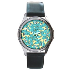 Leaves Dried Leaves Stamping Round Metal Watch