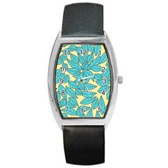 Leaves Dried Leaves Stamping Barrel Style Metal Watch by Nexatart