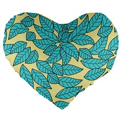 Leaves Dried Leaves Stamping Large 19  Premium Heart Shape Cushions by Nexatart