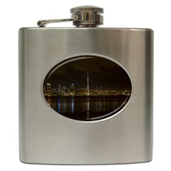 City River Water Cityscape Skyline Hip Flask (6 Oz) by Nexatart