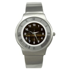 City River Water Cityscape Skyline Stainless Steel Watch by Nexatart
