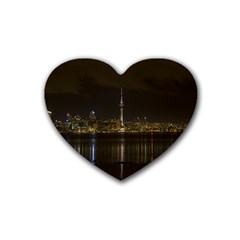 City River Water Cityscape Skyline Heart Coaster (4 Pack) 