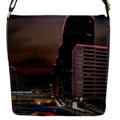 Hong Kong At Night Skyline Flap Closure Messenger Bag (s) by Nexatart