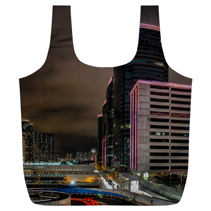 Hong Kong At Night Skyline Full Print Recycle Bag (XL)