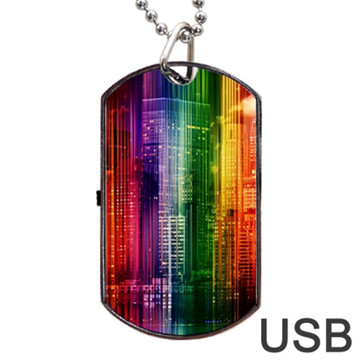 Skyline Light Rays Gloss Upgrade Dog Tag USB Flash (One Side)