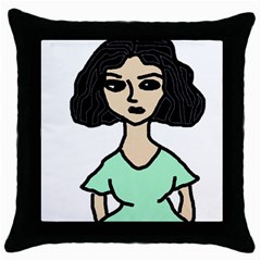 Angry Girl Throw Pillow Case (black) by snowwhitegirl