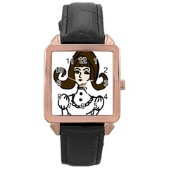 Girl With Dress Rose Gold Leather Watch 