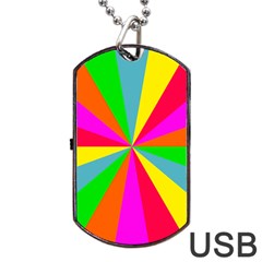 Neon Rainbow Burst Dog Tag Usb Flash (two Sides)