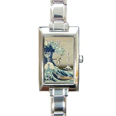 The Classic Japanese Great Wave Off Kanagawa By Hokusai Rectangle Italian Charm Watch by PodArtist