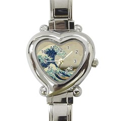 The Classic Japanese Great Wave Off Kanagawa By Hokusai Heart Italian Charm Watch by PodArtist