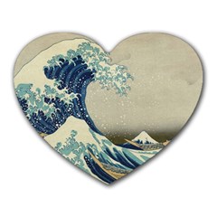 The Classic Japanese Great Wave Off Kanagawa By Hokusai Heart Mousepads by PodArtist