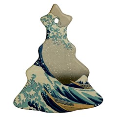 The Classic Japanese Great Wave Off Kanagawa By Hokusai Ornament (christmas Tree)  by PodArtist