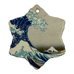 The Classic Japanese Great Wave Off Kanagawa By Hokusai Snowflake Ornament (two Sides) by PodArtist