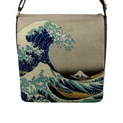 The Classic Japanese Great Wave Off Kanagawa By Hokusai Flap Closure Messenger Bag (l) by PodArtist