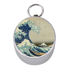 The Classic Japanese Great Wave Off Kanagawa By Hokusai Mini Silver Compasses by PodArtist