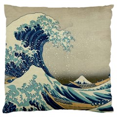 The Classic Japanese Great Wave Off Kanagawa By Hokusai Large Flano Cushion Case (one Side) by PodArtist