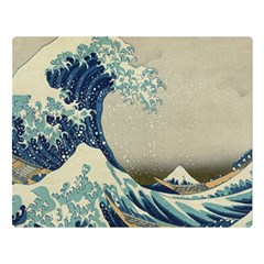 The Classic Japanese Great Wave Off Kanagawa By Hokusai Double Sided Flano Blanket (large)  by PodArtist