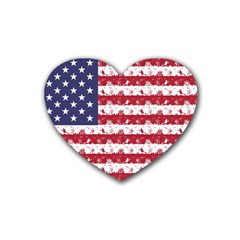 Usa Flag Halloween Holiday Nightmare Stripes Heart Coaster (4 Pack)  by PodArtist