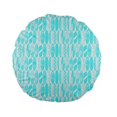 Aqua Blue Colored Waikiki Surfboards  Standard 15  Premium Flano Round Cushions by PodArtist