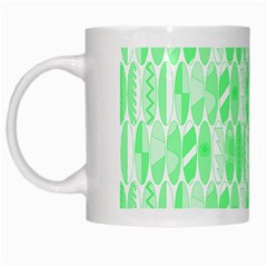 Bright Lime Green Colored Waikiki Surfboards  White Mugs by PodArtist