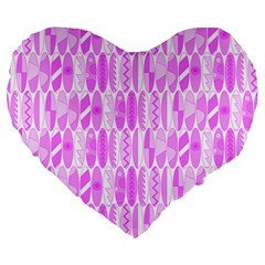 Bright Pink Colored Waikiki Surfboards  Large 19  Premium Flano Heart Shape Cushions by PodArtist