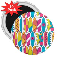 Mini Rainbow Colored Waikiki Surfboards  3  Magnets (10 Pack) 