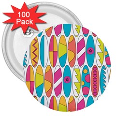 Mini Rainbow Colored Waikiki Surfboards  3  Buttons (100 Pack)  by PodArtist