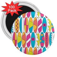 Mini Rainbow Colored Waikiki Surfboards  3  Magnets (100 Pack) by PodArtist