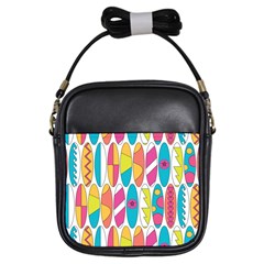 Mini Rainbow Colored Waikiki Surfboards  Girls Sling Bag