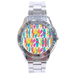 Mini Rainbow Colored Waikiki Surfboards  Stainless Steel Analogue Watch by PodArtist