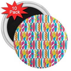 Rainbow Colored Waikiki Surfboards  3  Magnets (10 Pack) 