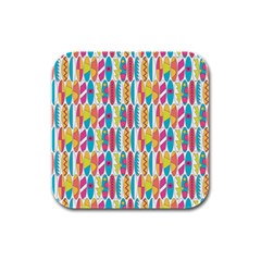 Rainbow Colored Waikiki Surfboards  Rubber Square Coaster (4 Pack)  by PodArtist