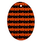 Orange and Black Spooky Halloween Nightmare Stripes Oval Ornament (Two Sides) Front