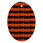 Orange and Black Spooky Halloween Nightmare Stripes Oval Ornament (Two Sides) Back