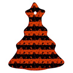 Orange And Black Spooky Halloween Nightmare Stripes Christmas Tree Ornament (two Sides) by PodArtist