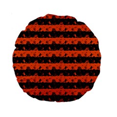 Orange And Black Spooky Halloween Nightmare Stripes Standard 15  Premium Round Cushions by PodArtist